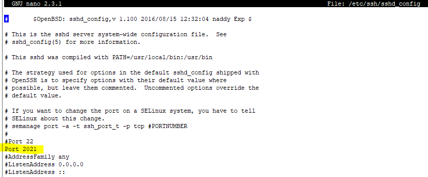 change ssh port